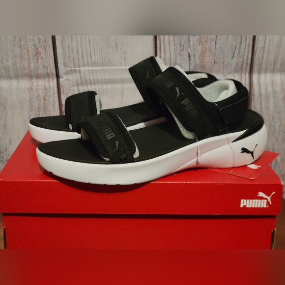 Puma Black Sportie Sandals Women’s  Size 10 - Picture 1 of 9